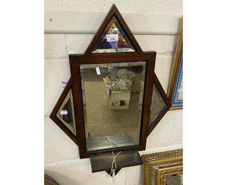 Victorian hardwood framed shaving mirror with fold down shelf to front