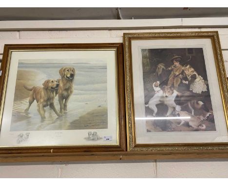 Nigel Hemming, Golden Sands, print plus a further print of children with dogs