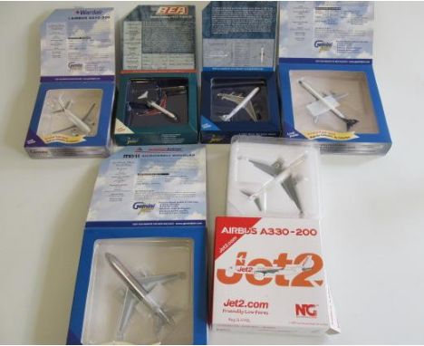 Six 1:400 scale model airliners including BAE, Pan American and American Airlines, all items boxed, G-E (Est. plus 21% premiu