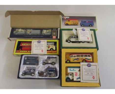 Six Limited Edition Corgi Sets comprising York Fair, Queen Elizabeth Diamond Jubilee, Bash Street Kids, Toy Masters, BBC Bus 