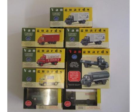 Eight Vanguards Models including Sainsbury's Van, Boots Delivery Set and Tate &amp; Lyle's Sugar Van, all items boxed, E-M (E