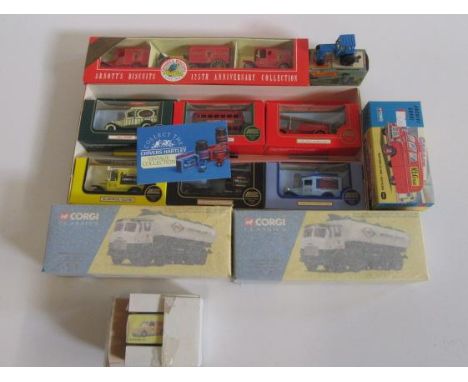 Four Corgi Commercial vehicles comprising two Power Petrol Tankaers, K.L.G. Spark Plugs, Mini Van, Lledo Arnots Biscuits Set,