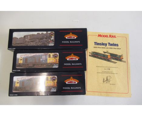 Three Bachmann locomotives comprising B.R. Class 20 Sheaf limited edition Tinsley Class 20's, and Class 4MT Ivat (weathered) 