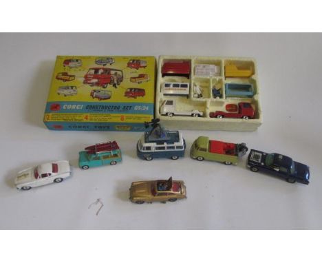 Six Corgi vehicles comprising Volvo P1800 Saints car, Oldsmobile Man from Uncle car, James Bond 1st issue DB5 with passenger,