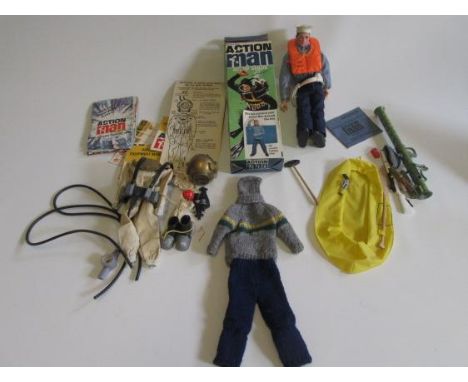 A Palitoy Action Man "Action Sailor", boxed, with instructions,  Deep Sea Diving Equipment with instructions, Life Raft, equi