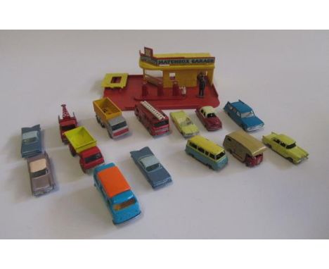 Unboxed Matchbox vehicles including Fire Engine, Cadillac, Vauxhall and plastic Matchbox garage, F (Est. plus 21% premium inc