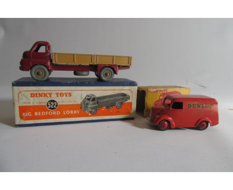 Dinky Big Bedford Lorry finished in maroon and brown, boxed G, and a Dunlop Trojan Van, boxed AF, F (Est. plus 21% premium in