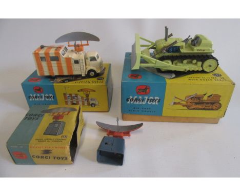 Corgi vehicles comprising 353 Decca, box AF, 1106 Decca Mobile Radar, boxed, and 1102 Euclid TC-12 tractor (Est. plus 21% pre