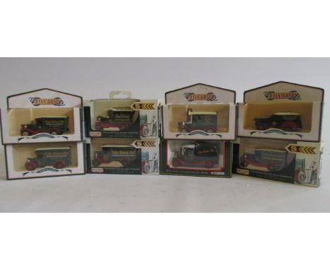 Days Gone Stobart vehicles comprising Model T van, Bull Nose Morris van, A35 van, two Model A vans, Model T truck, Dennis van
