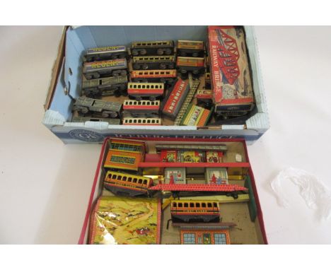 Brimtoy Railways rolling stock and accessories, locomotives, passenger coaches, goods truck and buildings, F (Est. plus 21% p