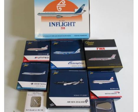 Eight 1:400 scale airliners including Airbus A319, Boeing 717-200, DC10 and H.P. Herald, all items boxed, E-M (Est. plus 21% 