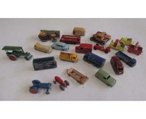 Playworn Matchbox vehicles including Showmans engine, tram, tractors and Coca-Cola lorry, F (Est. plus 21% premium inc. VAT)