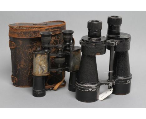 TWO PAIRS OF SECOND WORLD WAR BINOCULARS, comprising a rare pair of Carl Zeiss Jena Delturisem 717 12x30, in original leather