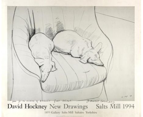 DAVID HOCKNEY (b.1937), Exhibition Poster for "New Drawing Salts Mill 1994", signed by the artist and inscribed "for the chil