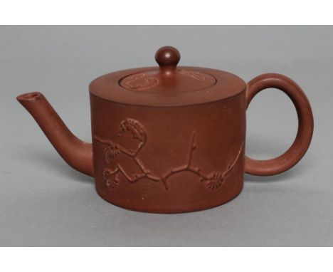 AN ELERS TYPE REDWARE MINIATURE TEAPOT AND COVER, early 18th century, similar to the previous lot (Illustrated) (Est. plus 21