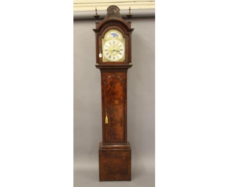 A BURR WALNUT LONGCASE signed William Creak, Royal Exchange, London, the eight day movement with anchor escapement striking o