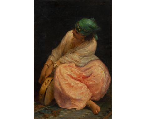 JOHN MORGAN (1823-1886), "The Light of the Hareem Cairo", oil on canvas, signed and inscribed on stretcher, 36 1/2" x 24", gi