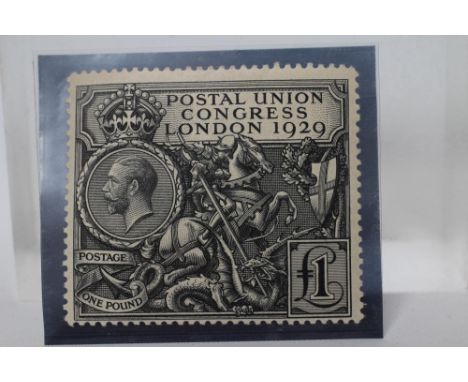 1929 PUC œ1 STAMP (Est. plus 21% premium inc. VAT)Heavily mounted and usual toned gum, but nevertheless a collectable stamp