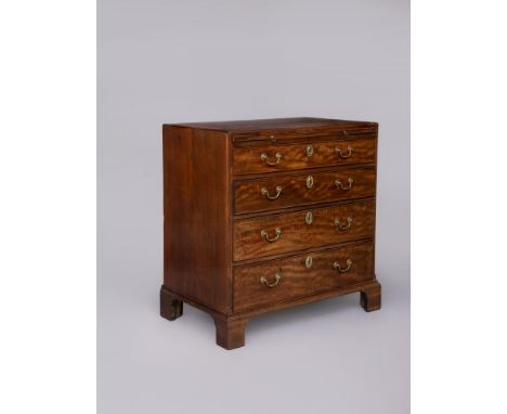 A SMALL GEORGIAN MAHOGANY CHEST, third quarter 18th century, the caddy top over slide and four graduated cockbeaded drawers w