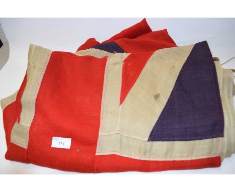 Vintage Naval white ensign flag - worn and repaired condition