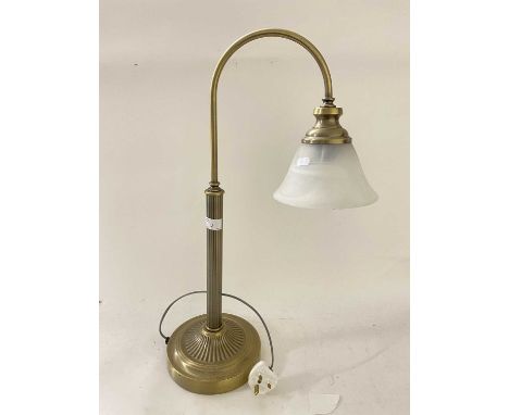 Modern metal table lamp with frosted glass shade