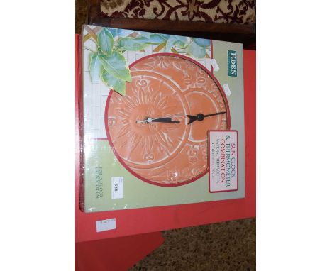 Combination sun clock and thermometer