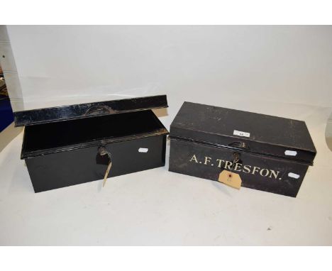 Two vintage metal cash boxes