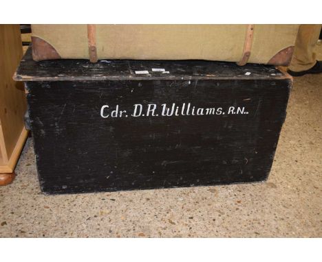 Painted pine trunk marked Cdr D R Williams to front