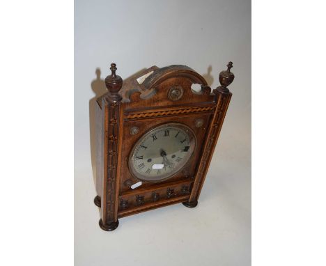 Late 19th Century mantel clock in inlaid architectural form case