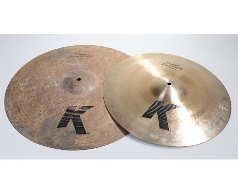 Zildjian, K Custom 18" dark crash cymbal & 21" special dry ride cymbal.