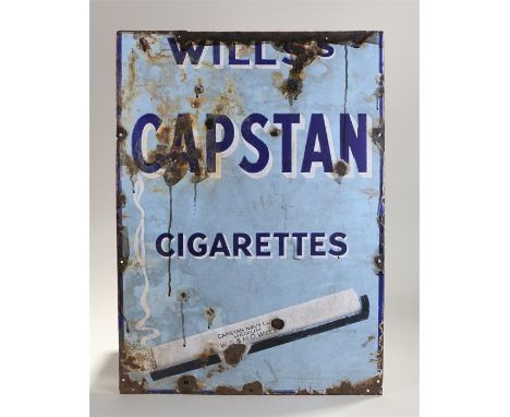 Wills's Capstan enamel sign, the pale blue ground with the text Wills's Capstan Cigarettes, 61cm x 85cm