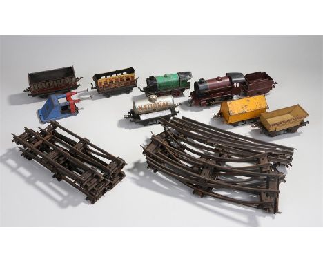 Hornby trains and carriages, the locomotive numbered 5600, another clock work example, rolling stock included, together with 