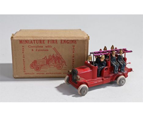 Johillco Miniature Fire Engine, compete with six firemen, ladder and bell, in original box