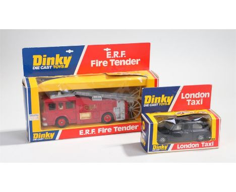 Dinky, to include London Taxi 284, boxed and E.R.F. Fire Tender 266, boxed, (2)