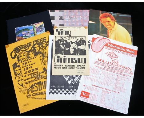 Mixed Lot Of Tour Programmes/Flyers. Paul McCartney World Tour 1989, Weather Report 1978, Buddy Rich 1980, King Crimson 1971 