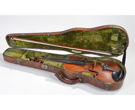 Violin with bow stamped R. Weichold Dresden 