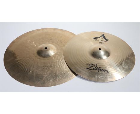 Zildjian, A Custom 14" crash cymbal, K Custom 17" dark crash cymbal with cymbal carrying case.