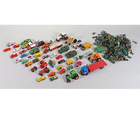 Collection of toys, to include die cast vehicles, Lone Star, Corgi, Dinky, Farm yard toys, soldiers, GI Joe, etc, (qty)