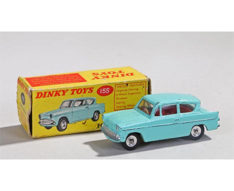 Dinky Toys number 155 Ford Anglia, in turquoise, housed within the original box 