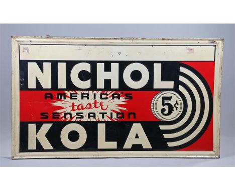 Nichol Kola enamel sign, the white, red and black ground with the text Nicol Kola, American taste Sensation, 5c, double sided