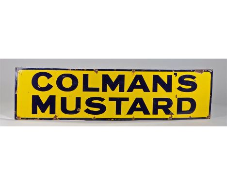 Colman's Mustard enamel sign, the yellow ground with the text Colman's Mustard, 158cm x 41cm