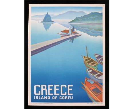 Corfu / Greece poster, circa 1949, Greece Island of Corfu, printed in Greece by M Pechlivanides & Co Athens, 60cm x 80cm