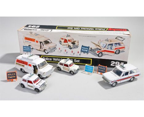 Dinky die cast Police Vehicle Gift Set, no 294, play worn, missing the card display, boxed