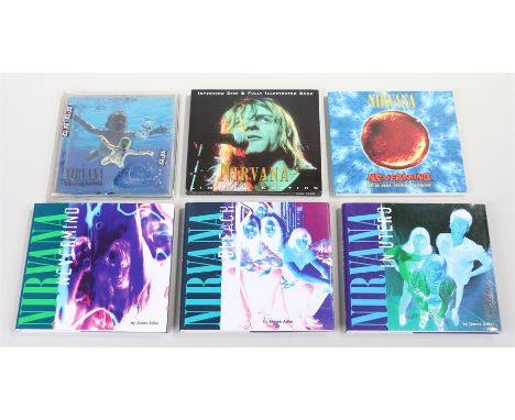 Nirvana, mixed lot of books and CDs. Nevermind, It's An Interview CD PRO-CD-4382. 3 x Books by James Adler, Bleach, Nevermind