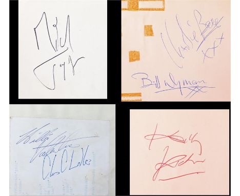 Rolling Stones interest, an autograph book signed by Charlie Watts x 2, Bill Whyman, Keith Richards and Mick Jagger the autog