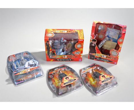 Character Doctor Who figures, to include The Doctor & RC K-9, The Tenth and Eleventh Doctor, Cyberman, and the Sonic Screwdri