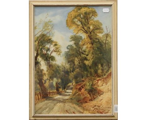 Bernard Evans (19th/20th century), A road through Bolton Woods, A Sketch from Nature, signed watercolour