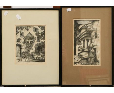 Viva Nussey a collection of signed woodcuts together with D M and E M Alderson print of a horse (qty)