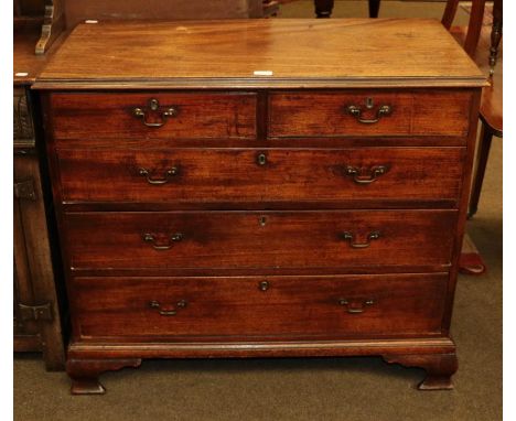 A George III mahogany four-height chest of drawers raised on ogee bracket feet, 98cm by 50cm by 86cm