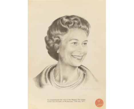 Two works of Royal interest, signed and dated 1987 together with a print of Prince Charles with some unframed prints of Royal
